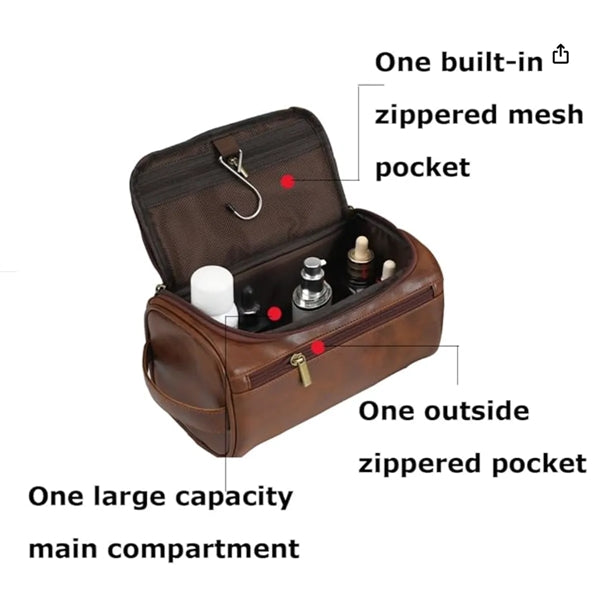 Unisex personalized leather toiletry bag