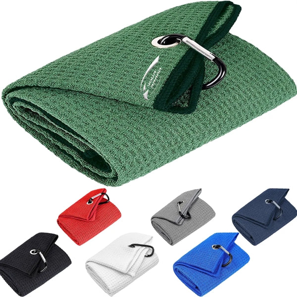 Microfiber Waffle Pattern Golf Towel With Carabiner Clip