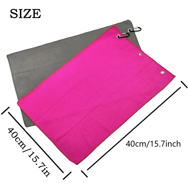 Microfiber Waffle Pattern Golf Towel With Carabiner Clip