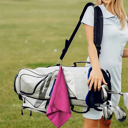 Microfiber Waffle Pattern Golf Towel With Carabiner Clip
