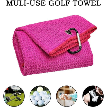 Microfiber Waffle Pattern Golf Towel With Carabiner Clip