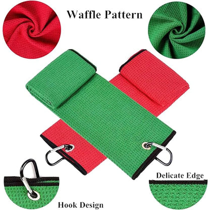 Microfiber Waffle Pattern Golf Towel With Carabiner Clip