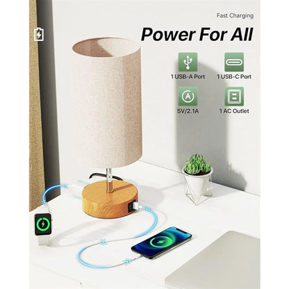 Linen Fabric Shade Bedside Touch Control Table Lamp