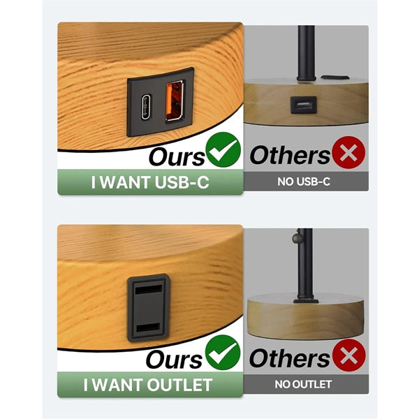 Linen Fabric Shade Bedside Touch Control Table Lamp