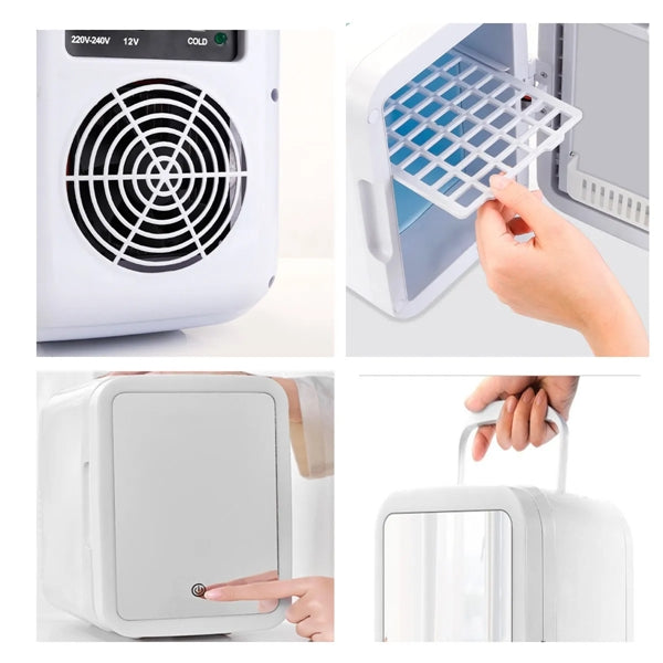 Portable Mirror And LED Design Beauty Skincare Mini Fridge