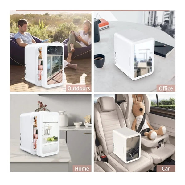 Portable Mirror And LED Design Beauty Skincare Mini Fridge