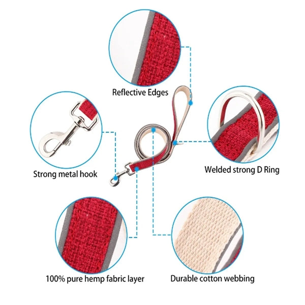 Light Eco-Friendly Hypoallergenic Natural Hemp Dog Leash