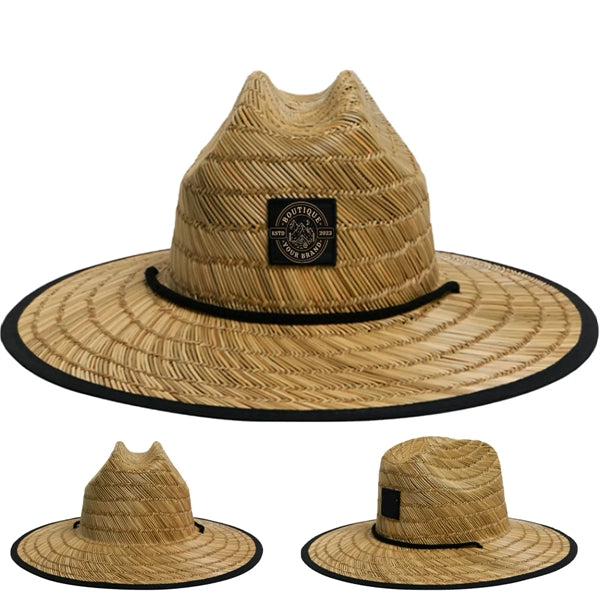 Center-Dent Printed Fabric Durability Wide-Brimmed Straw Hat