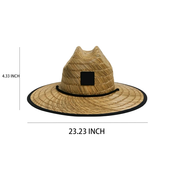 Center-Dent Printed Fabric Durability Wide-Brimmed Straw Hat