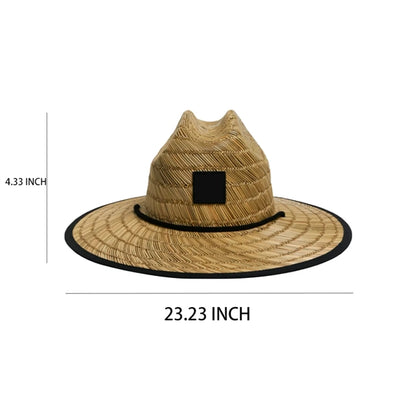 Center-Dent Printed Fabric Durability Wide-Brimmed Straw Hat