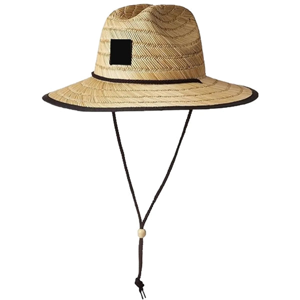 Center-Dent Printed Fabric Durability Wide-Brimmed Straw Hat