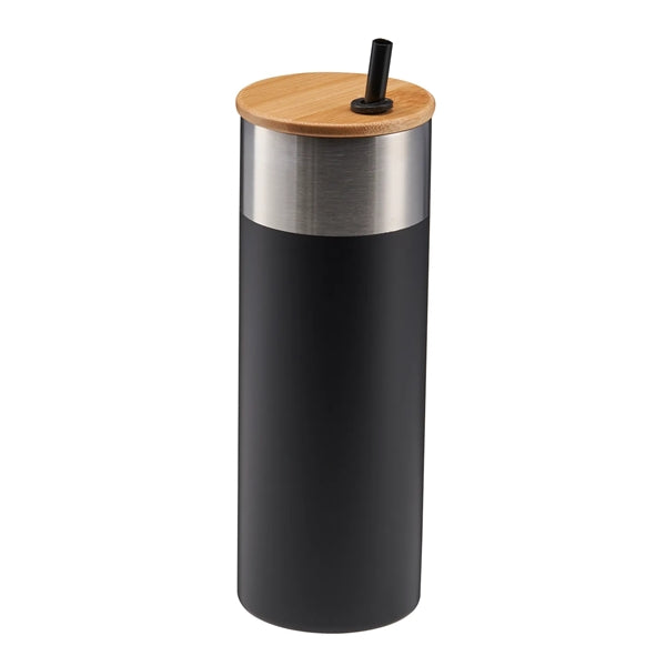 20 oz Stainless Steel Travel Tumbler with Bamboo Lid & Straw