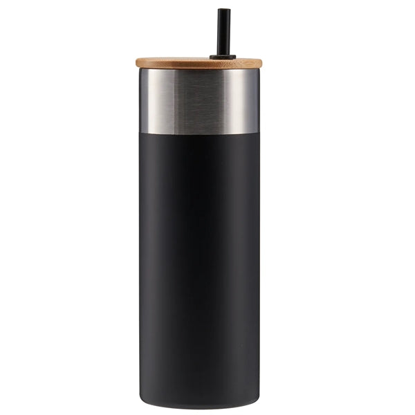 20 oz Stainless Steel Travel Tumbler with Bamboo Lid & Straw