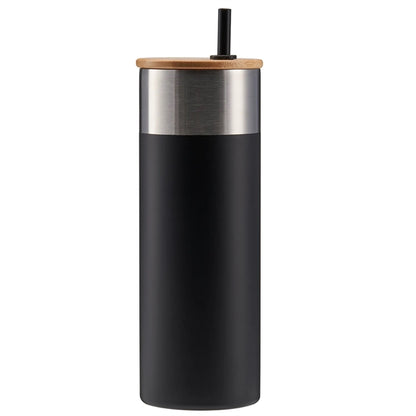 20 oz Stainless Steel Travel Tumbler with Bamboo Lid & Straw