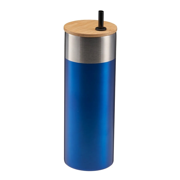 20 oz Stainless Steel Travel Tumbler with Bamboo Lid & Straw