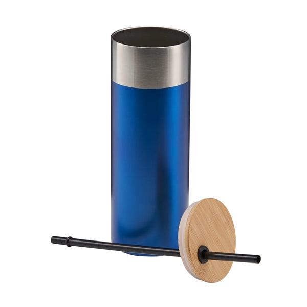 20 oz Stainless Steel Travel Tumbler with Bamboo Lid & Straw