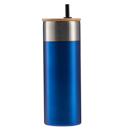 20 oz Stainless Steel Travel Tumbler with Bamboo Lid & Straw