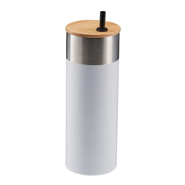 20 oz Stainless Steel Travel Tumbler with Bamboo Lid & Straw