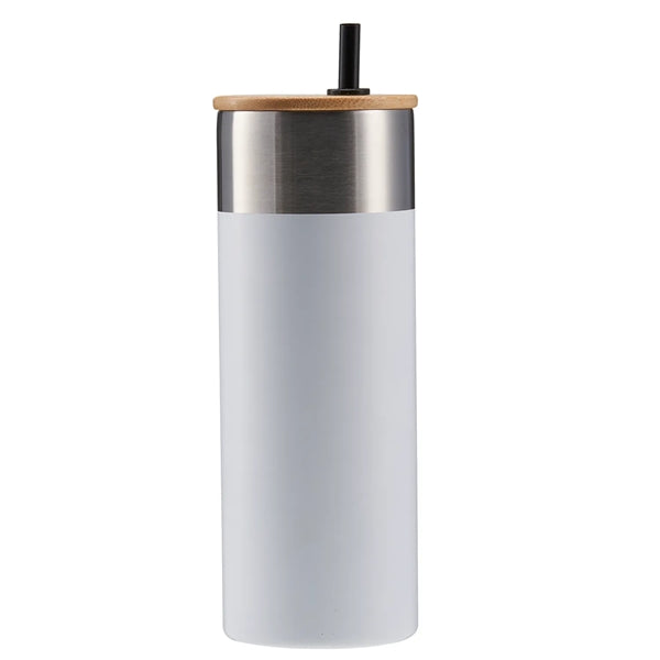 20 oz Stainless Steel Travel Tumbler with Bamboo Lid & Straw