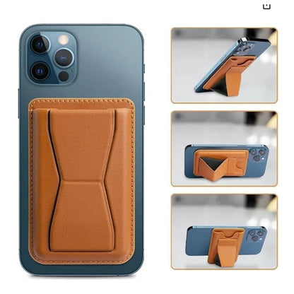 Magnetic Removable Leather Card Wallet With Phone Kickstand