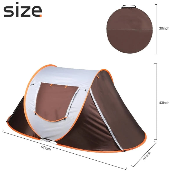 3-4 PERSON POP UP CAMPING TENT ( 97" x 57" x 43" )