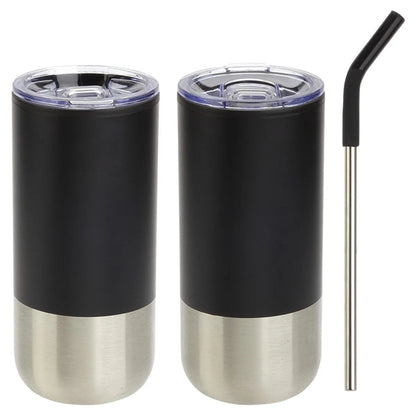 16 oz Stainless Steel Tumbler with Straw