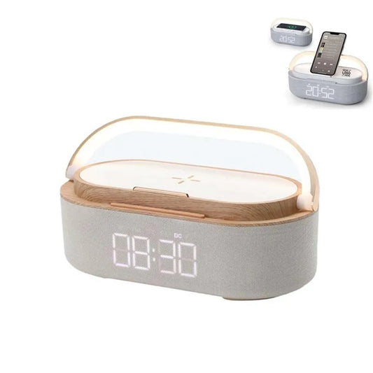 6 IN 1 Wireless Phone Charging Bluetooth Speaker With Alarm