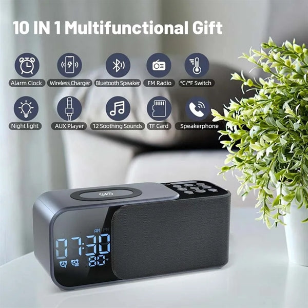 Alarm Clock Radio with Wireless Charging