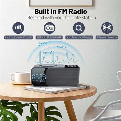 Alarm Clock Radio with Wireless Charging