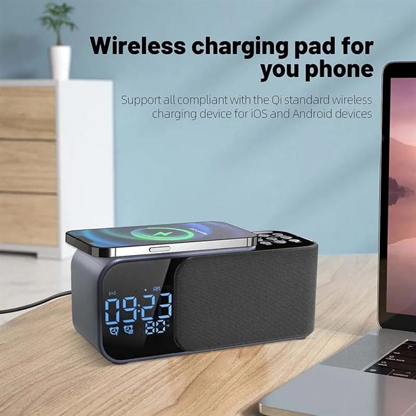 Alarm Clock Radio with Wireless Charging