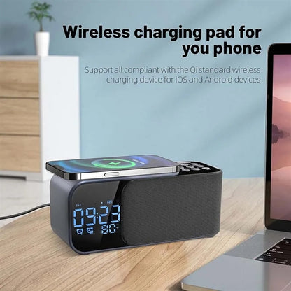 Alarm Clock Radio with Wireless Charging