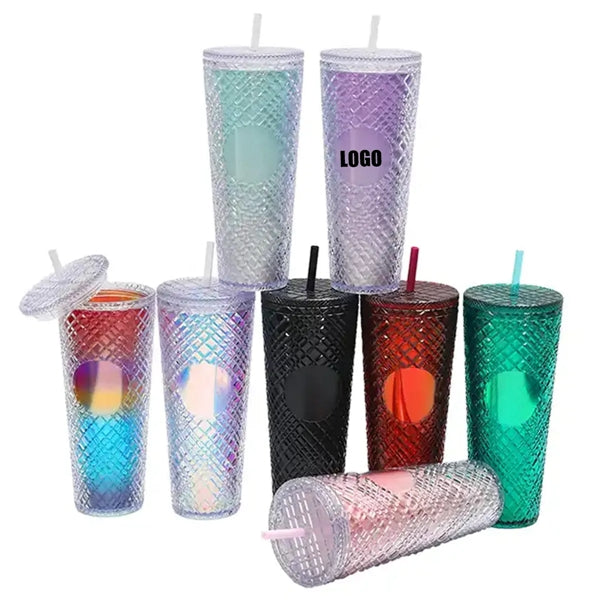 Bright Diamond Tumbler Mug With Straw