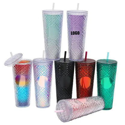 Bright Diamond Tumbler Mug With Straw
