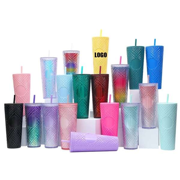 Bright Diamond Tumbler Mug With Straw