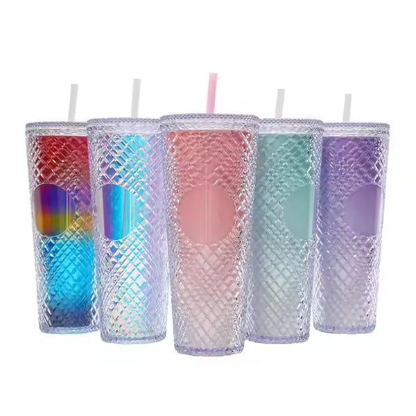 Bright Diamond Tumbler Mug With Straw
