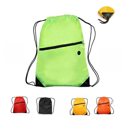 Drawstring Backpack with Zipper