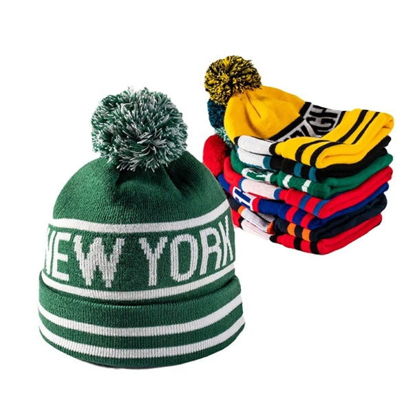 Customizable Branded Crochet Knitted Ski Bobble Ball Hat