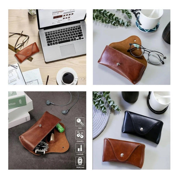 PU Leather Portable Durable Soft Slim Semi Hard Glasses Case