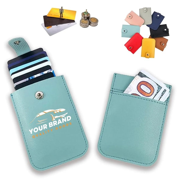 PU Leather Stackable Pull-Out Slim Casual Card Holder