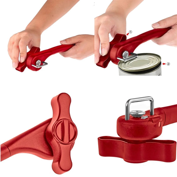 Multifunctional safety side-cut manual can opener