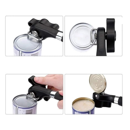 Multifunctional safety side-cut manual can opener