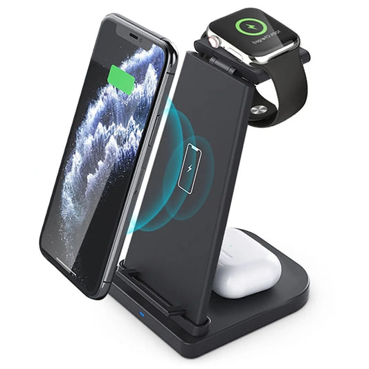 Foldable 3 In 1 Wireless Charger For Iphone Headset Watch