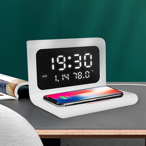 15W Wireless Charging Digital Clock with Adjustable Screen