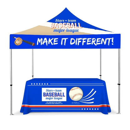 10' X 10' CUSTOM PRINTED POP UP TENT KIT WITH TABLE THROW
