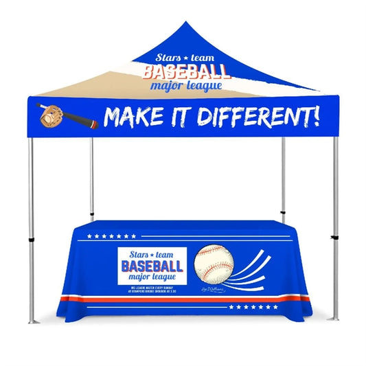 10' X 10' CUSTOM PRINTED POP UP TENT KIT WITH TABLE THROW