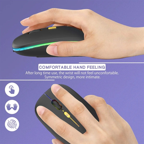 Slim LED Rechargeable Wireless Mouse with USB Receiver
