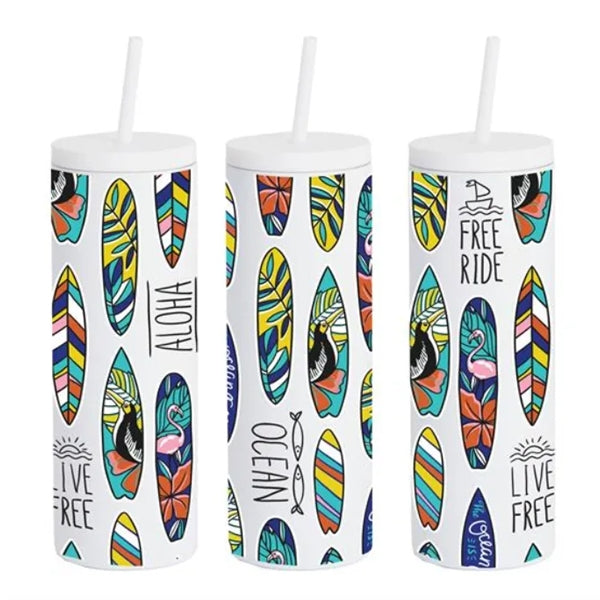 20oz Slim Rubberized Tumbler With Spill Reduction Straw