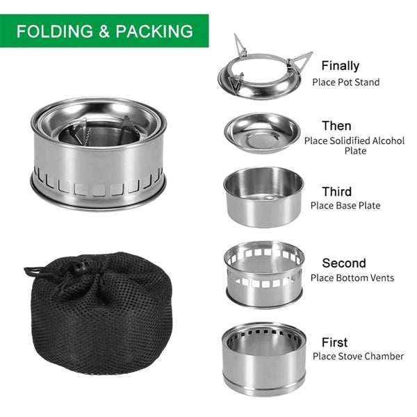 Stainless Steel Outdoor Stove With Carry Bag