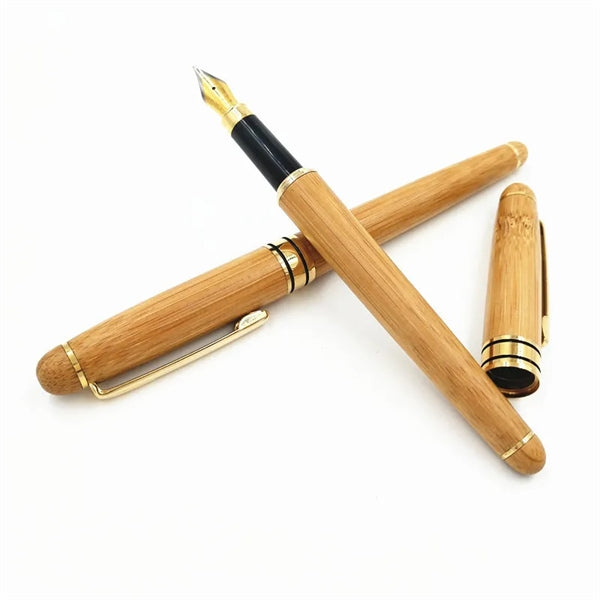 Bamboo Fountain/Rollerball Pen Set with Gift Case