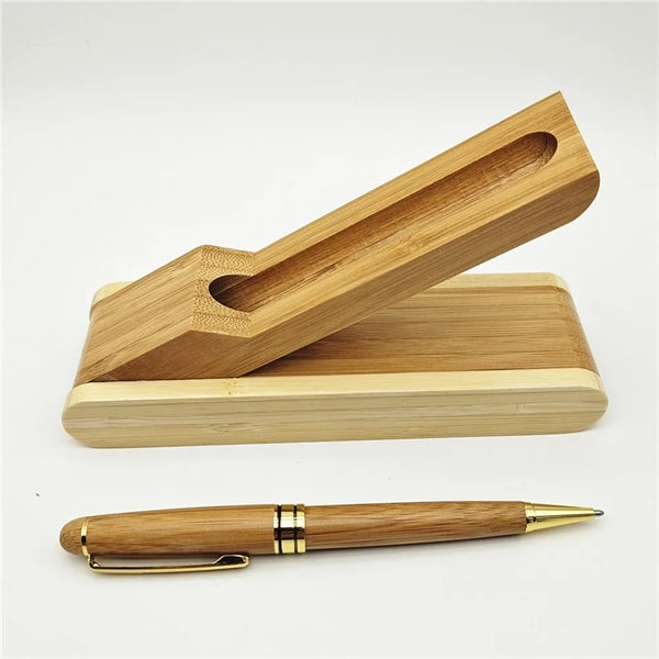 Bamboo Fountain/Rollerball Pen Set with Gift Case